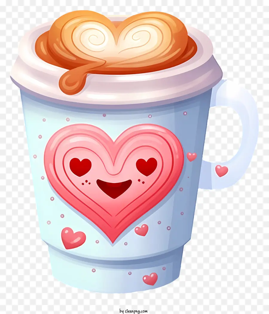 Café De La Saint Valentin Pastel，Tasse En Forme De Cœur PNG