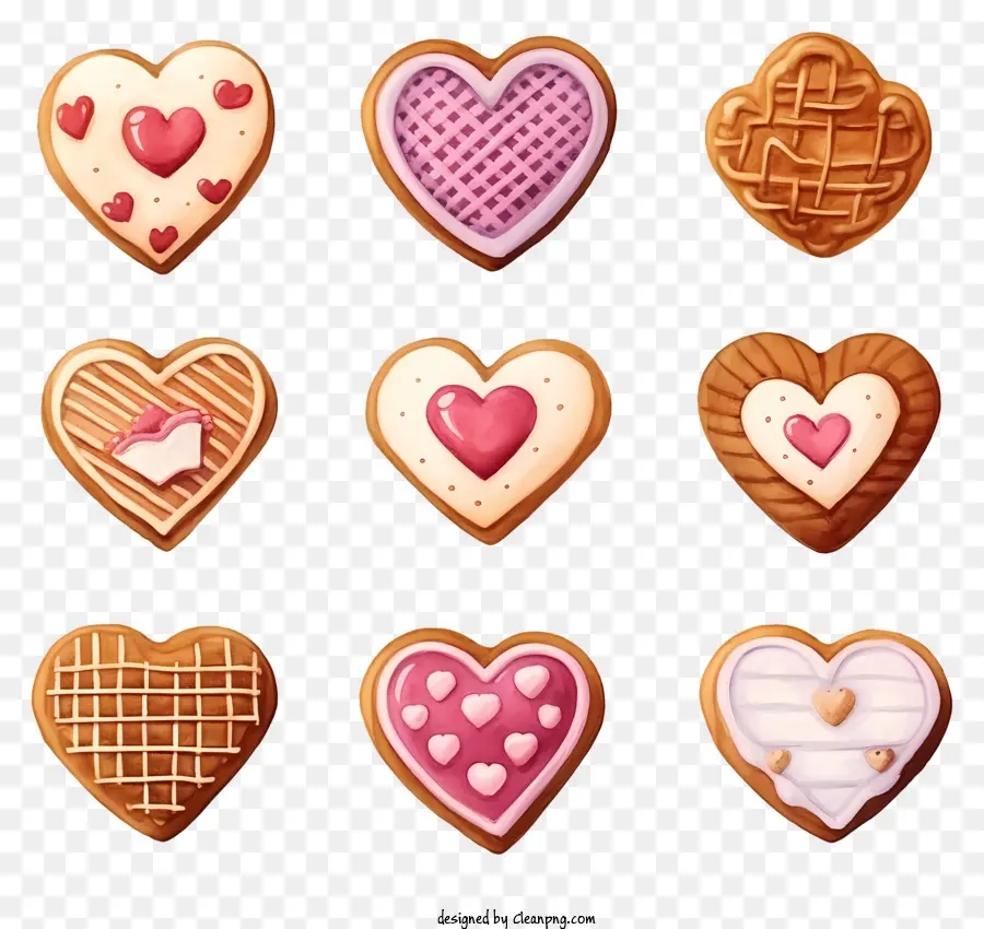 Biscuits De Saint Valentin Dessinés à La Main，Biscuits En Forme De Coeur PNG