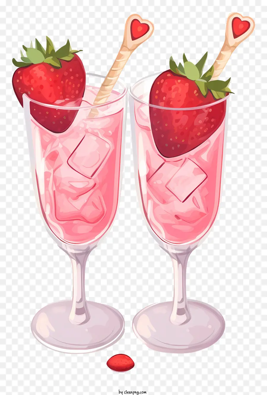 Cocktail De La Saint Valentin Aquarelle，Rose Boisson PNG