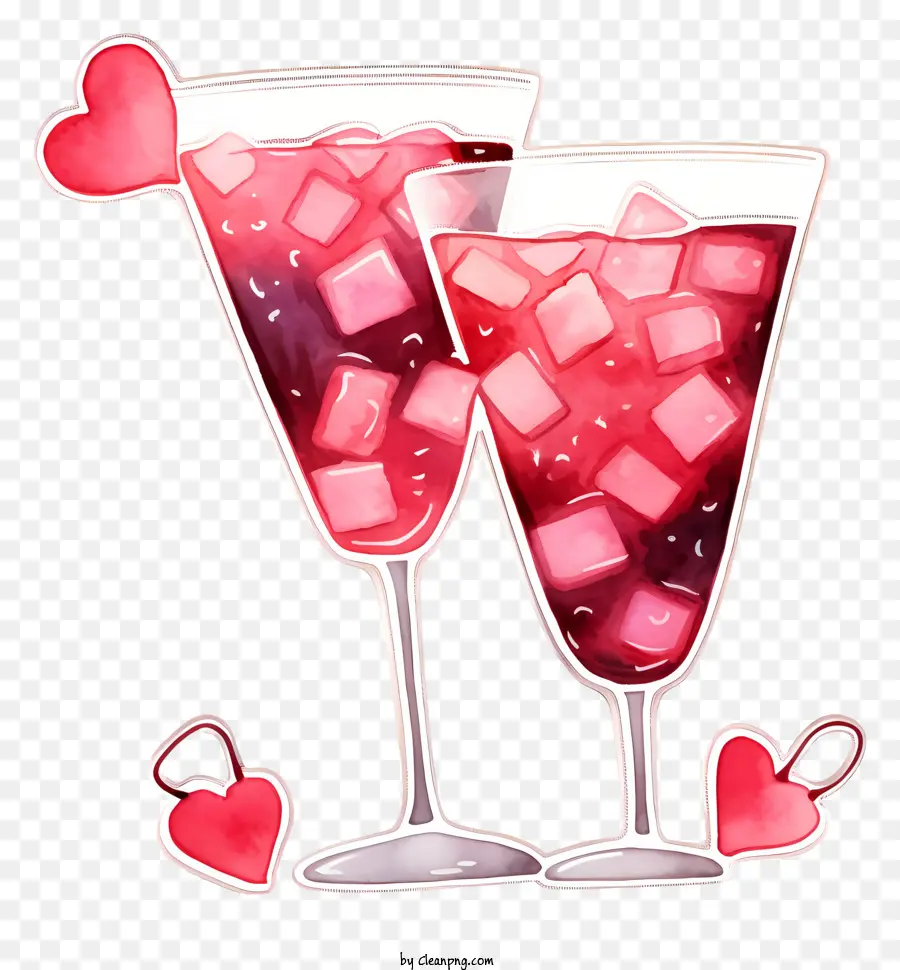 Cocktail De La Saint Valentin Aquarelle，Boissons Rouges PNG