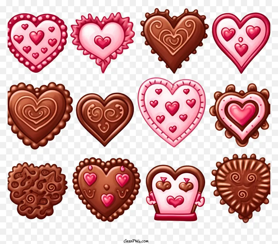 Cookies Doodle Valentines，Coeurs De Chocolat PNG