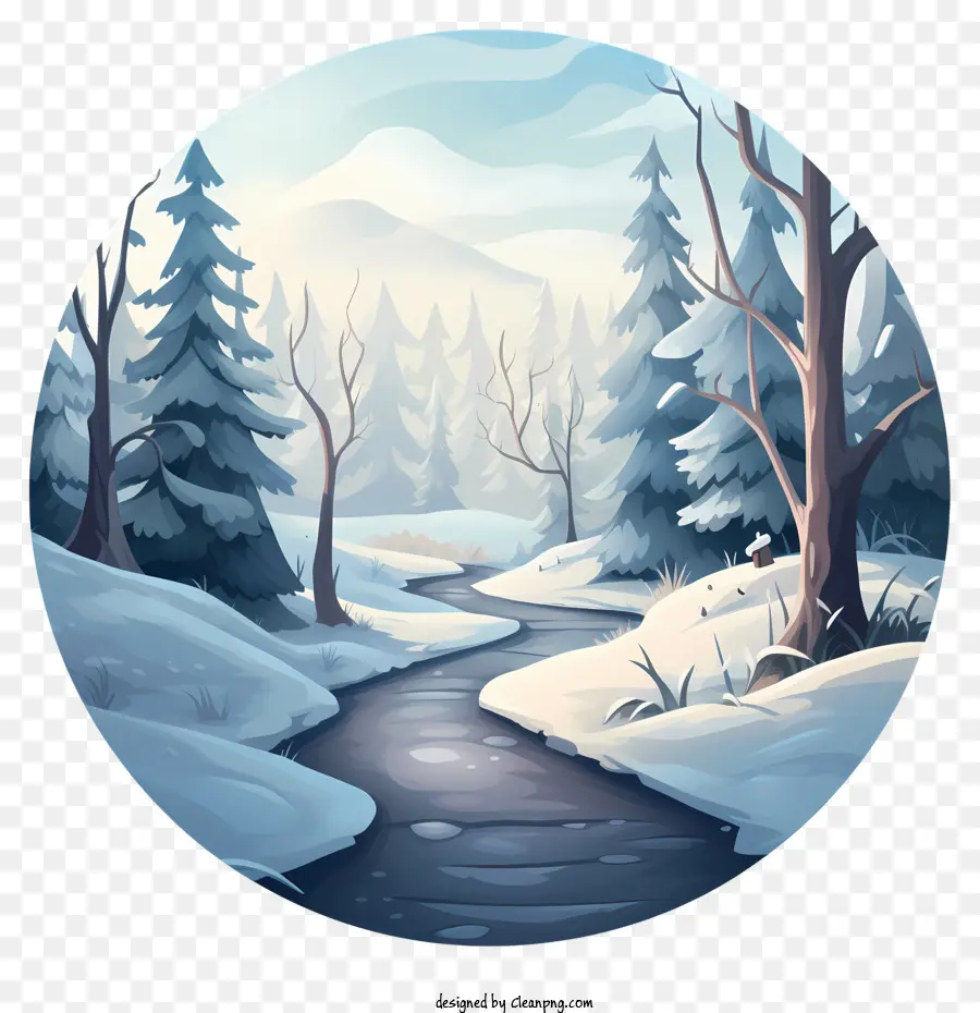 Chemin D'hiver，Forêt D'hiver PNG