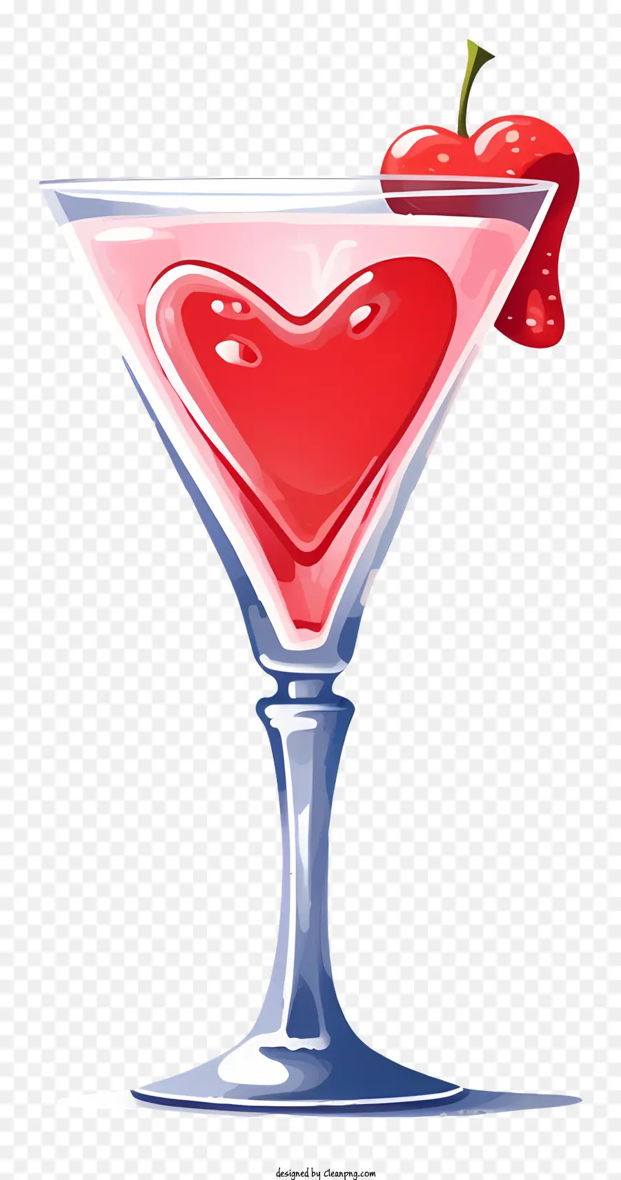 Cocktail De La Saint Valentin Réaliste，Cherry à Cœur Rouge PNG