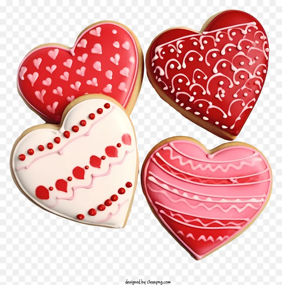 Cookies De La Saint Valentin Réalistes，Biscuits Au Sucre En Forme De Cœur PNG
