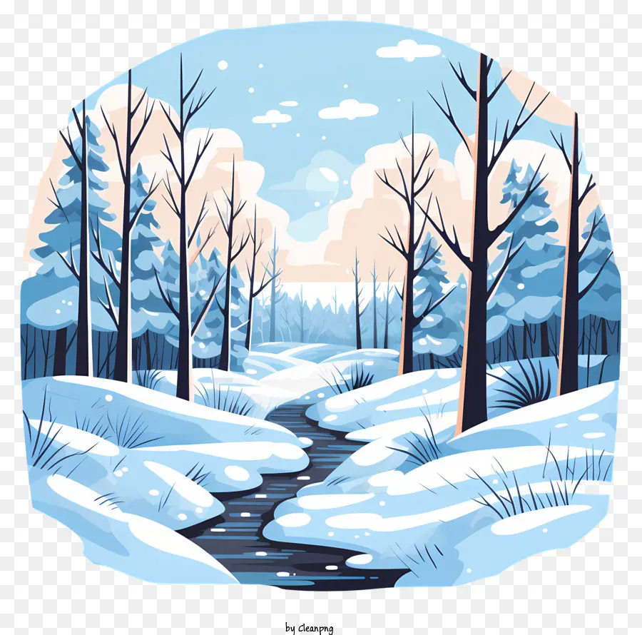 Chemin D'hiver，Forêt D'hiver PNG