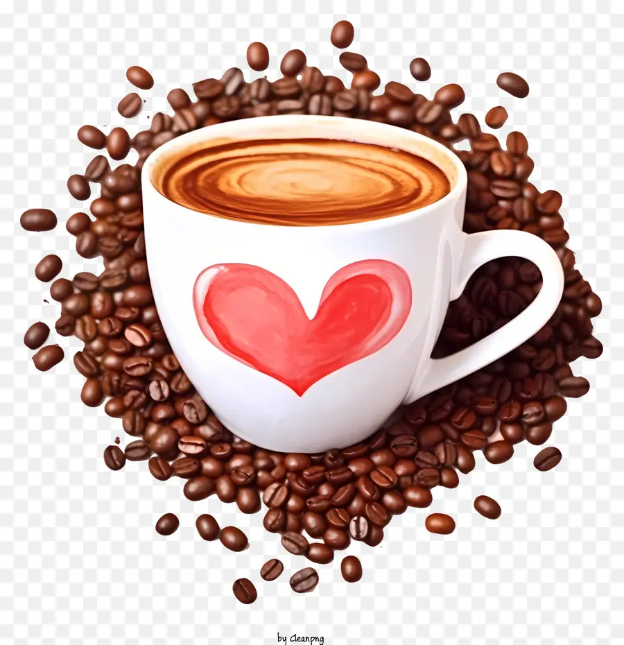 Croquis Du Café De La Saint Valentin，Café En Grains PNG