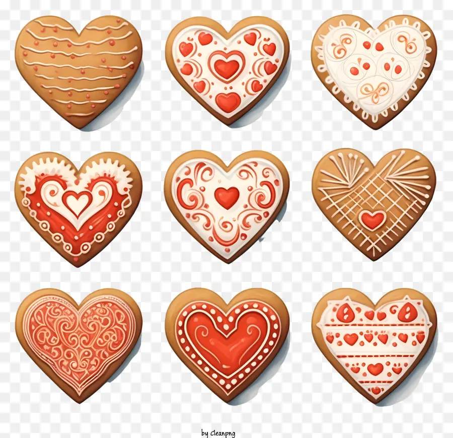 Sketch Cookies Valentines，Biscuits En Forme De Cœur PNG