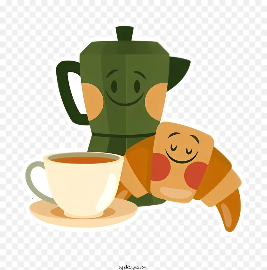 Café，Café Et Croissant PNG