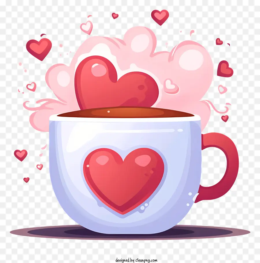 Dessin Animé Café Saint Valentin，Coupe Coeur PNG