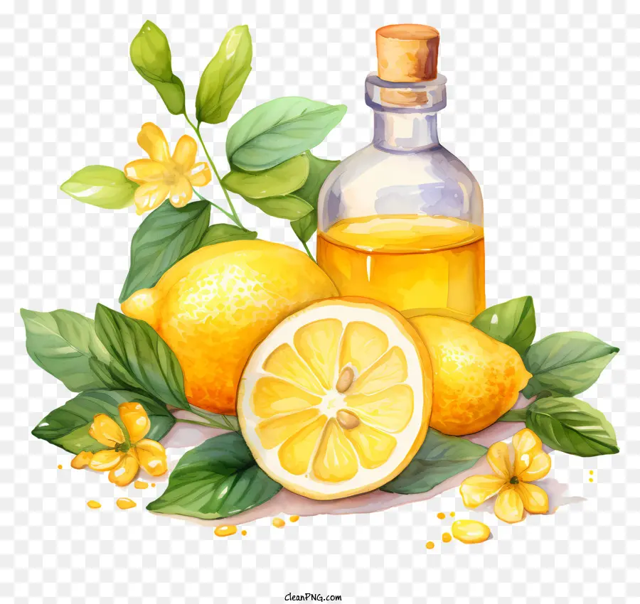 Huile De Citron，Citrons Et Huile PNG