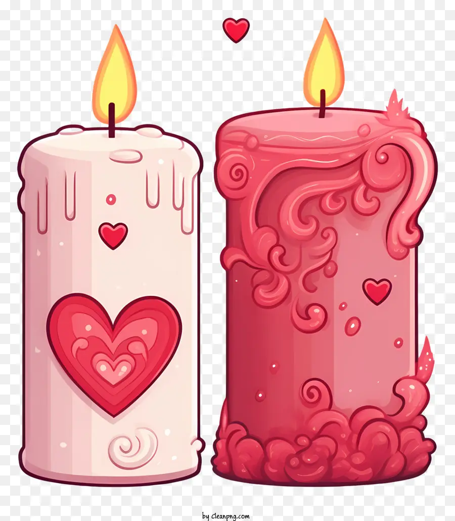 Sketch Saint Valentin Candle，Bougies PNG