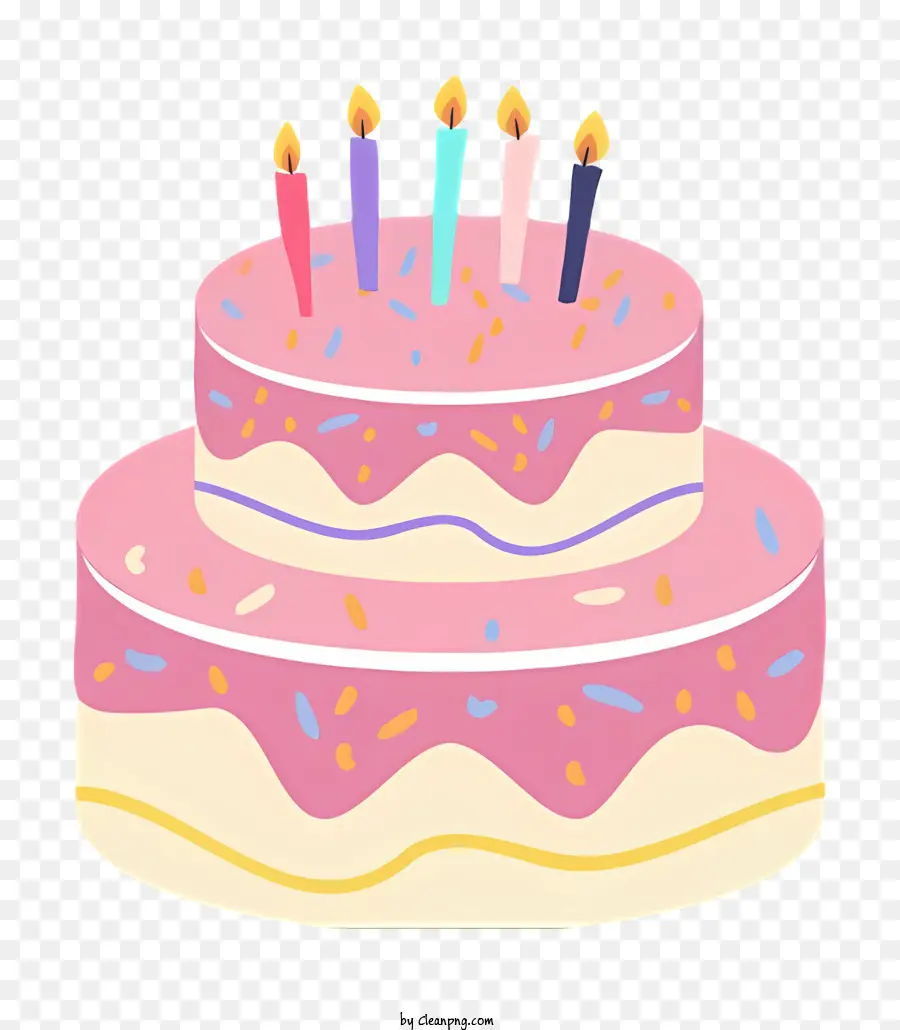 Gâteau D'anniversaire，Les Bougies Allumées PNG