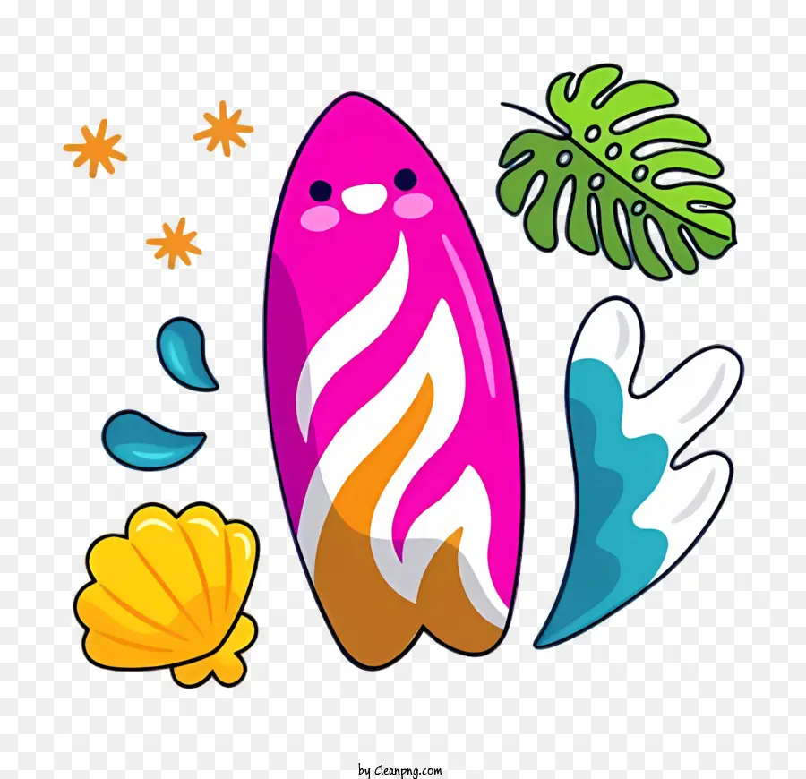 Plage，Planche De Surf Rose PNG