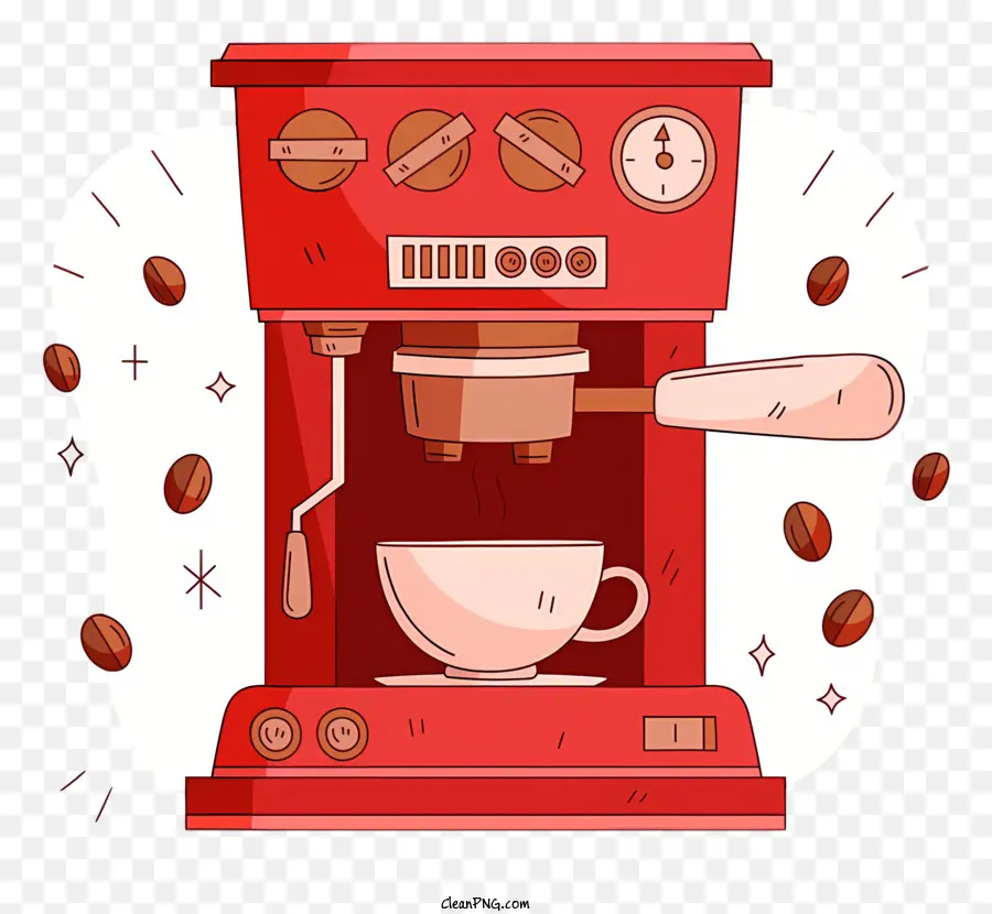 Café，Machine à Expresso Rouge PNG