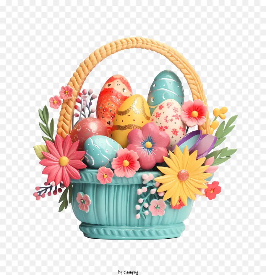 Panier De Pâques，Fleurs PNG