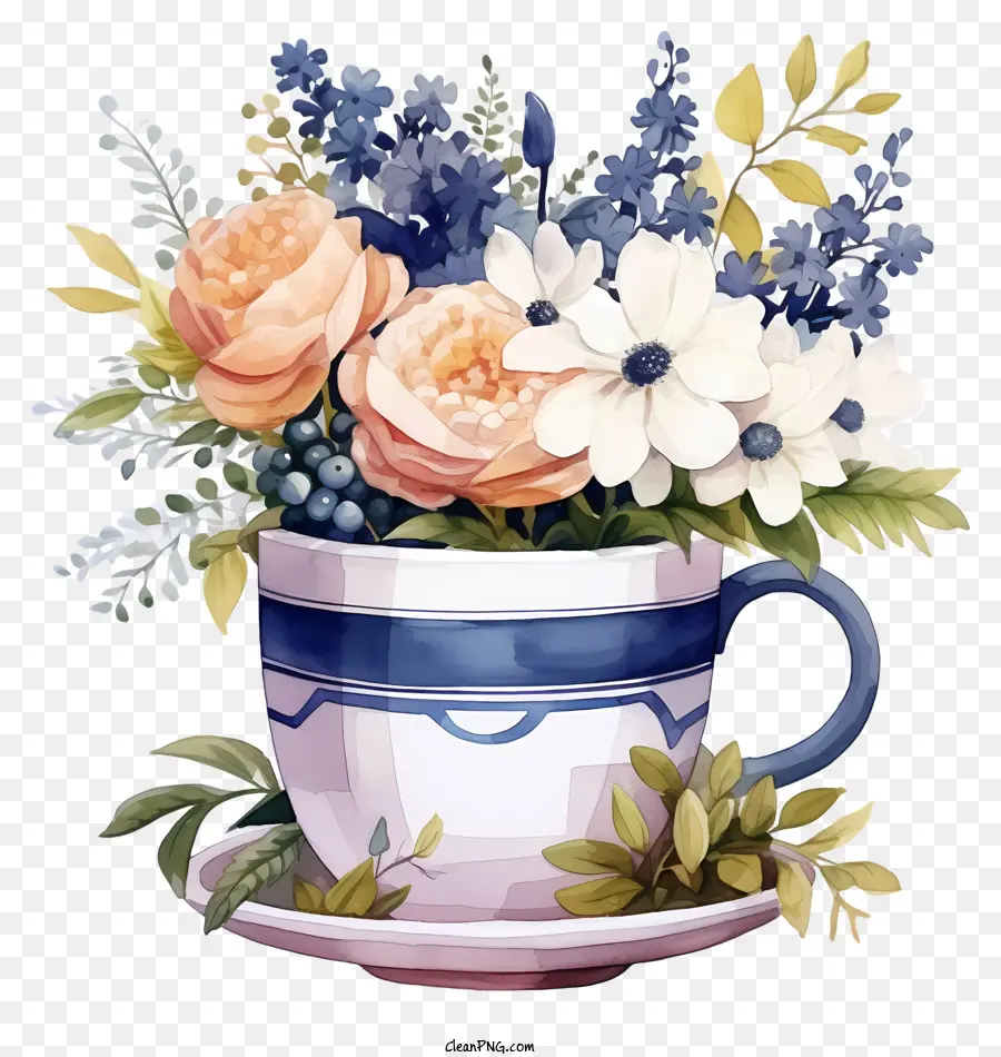 Café De Fleurs，Vase De Fleurs PNG