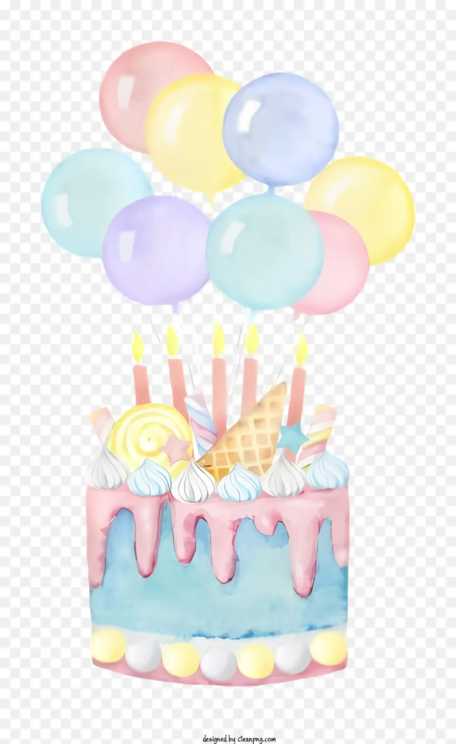 Gâteau D'anniversaire，Ballons PNG