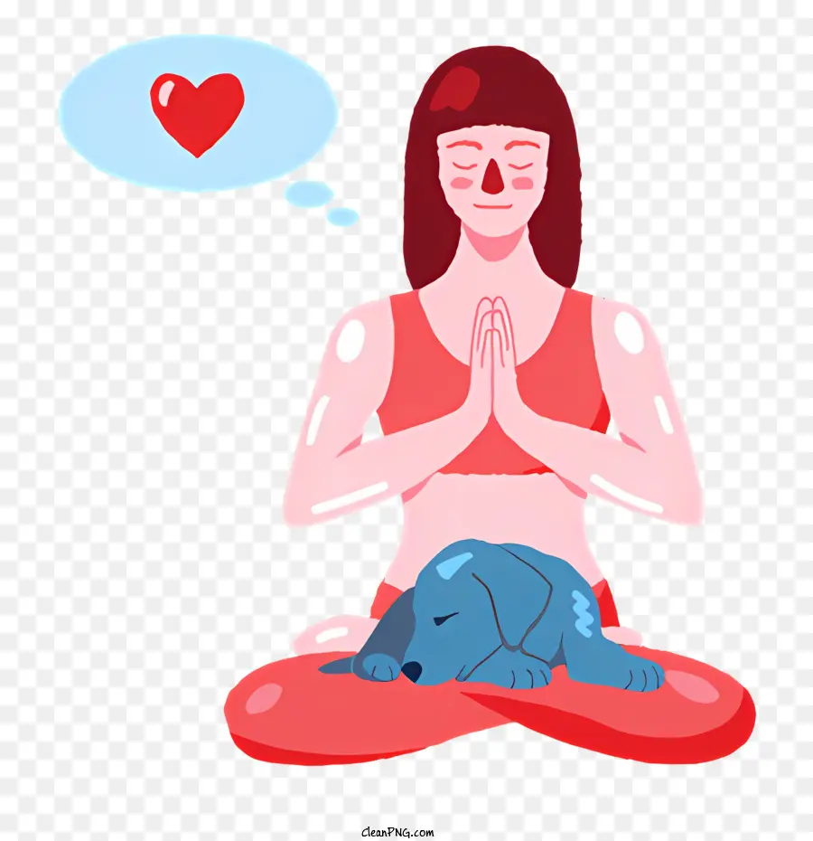 Yoga，Femme Méditant Avec Un Chien PNG