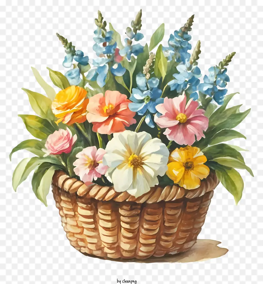 Dessin Animé，Panier De Fleurs PNG