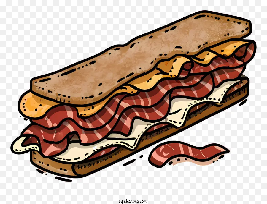 Dessin Animé，Sandwich Au Bacon PNG