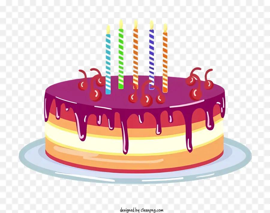 Gâteau D'anniversaire，Bougies De Couleur PNG