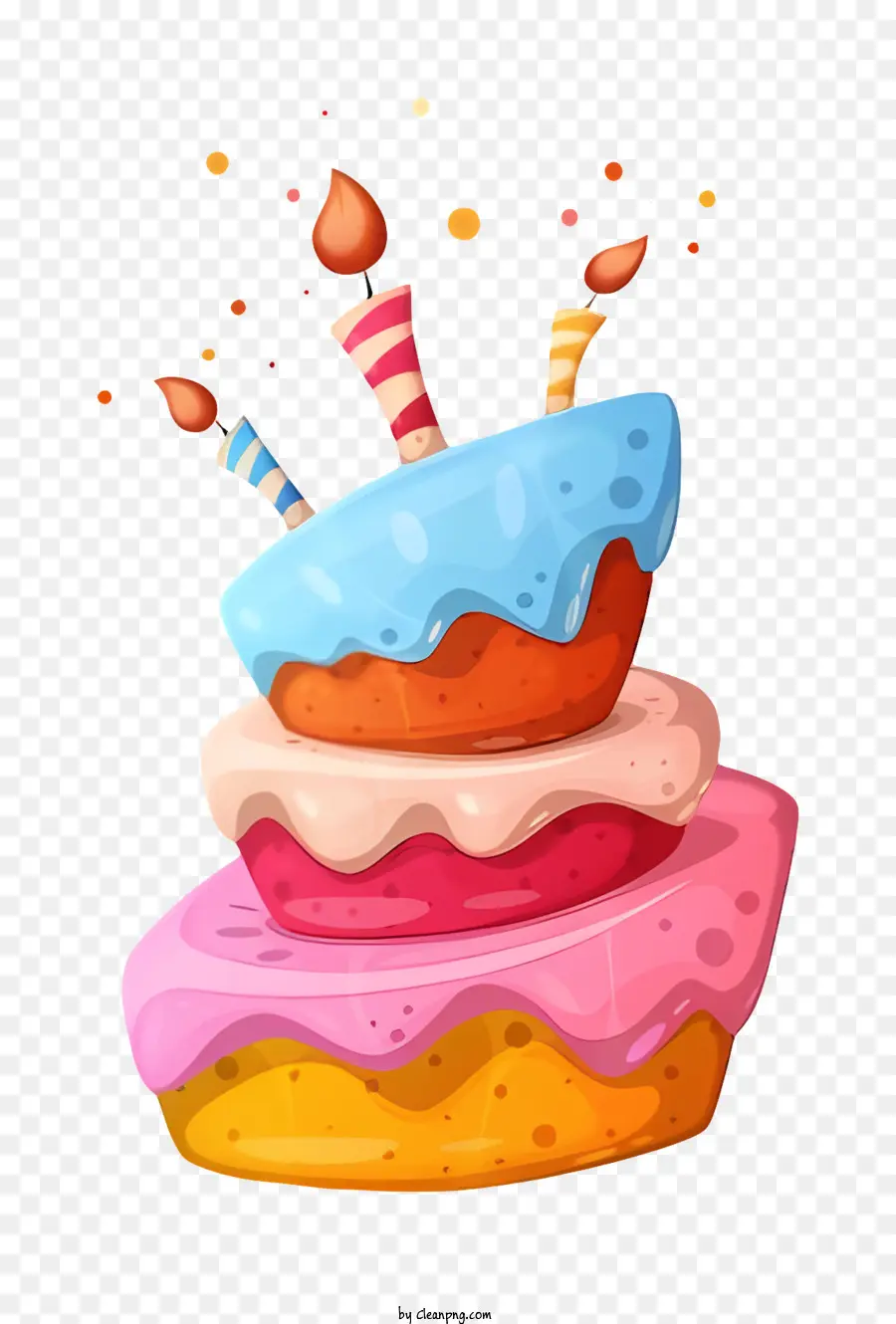 Gâteau D'anniversaire，Bougies Multicolores PNG