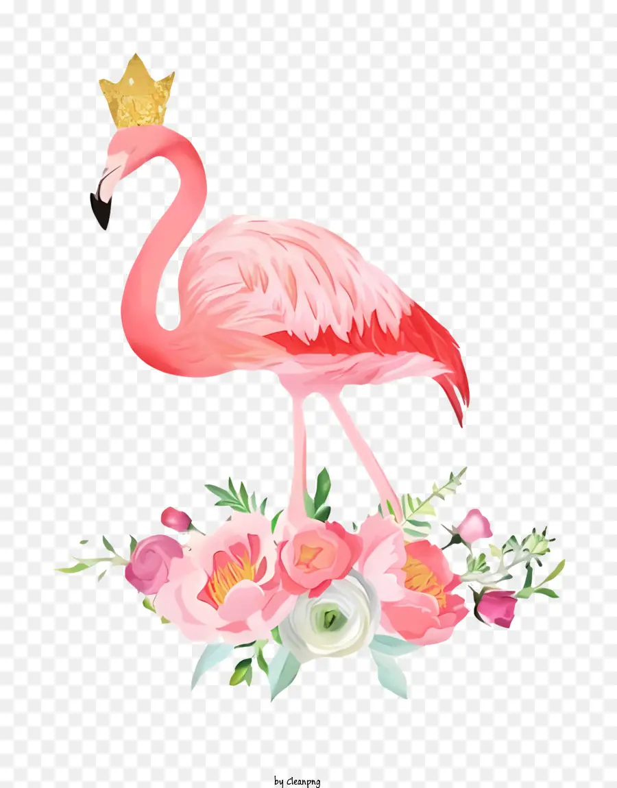 Flamant Rose，Couronne D'or PNG