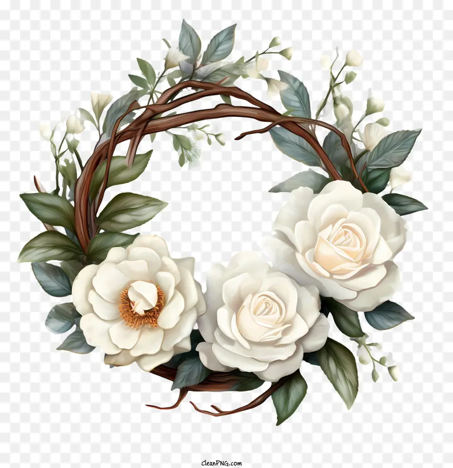 Blanc Fleur Rose，Couronne De Fleurs PNG