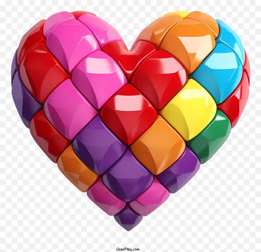 Coeur，Carrés Multicolores PNG