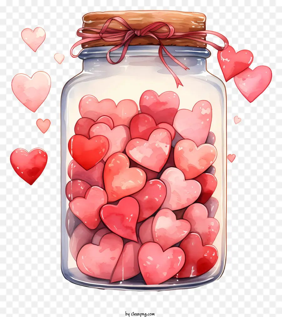 Pot Maçon Avec Coeur，Bonbons En Forme De Coeur PNG