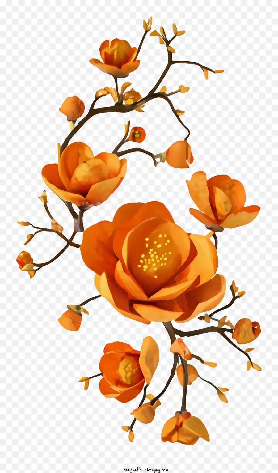 Dessin Animé，Fleurs Oranges PNG