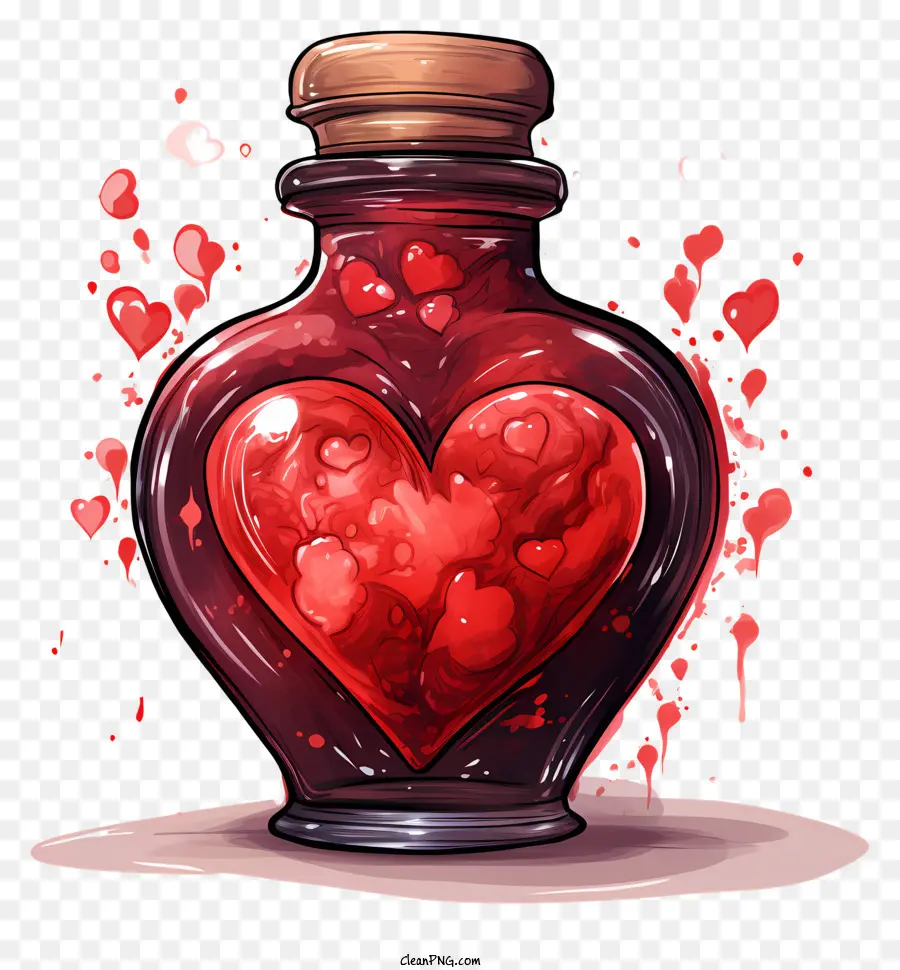 Pot Maçon Avec Coeur，Bouteille En Verre PNG