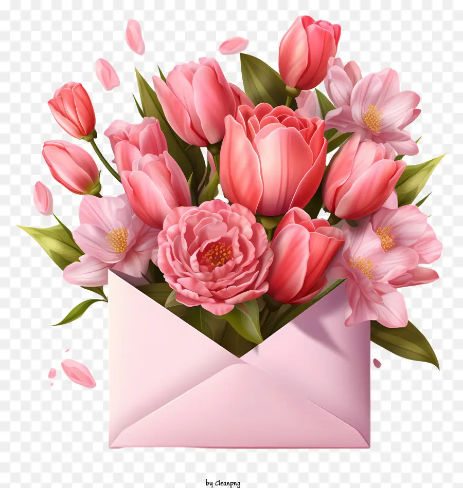 Enveloppe，Tulipes Roses PNG