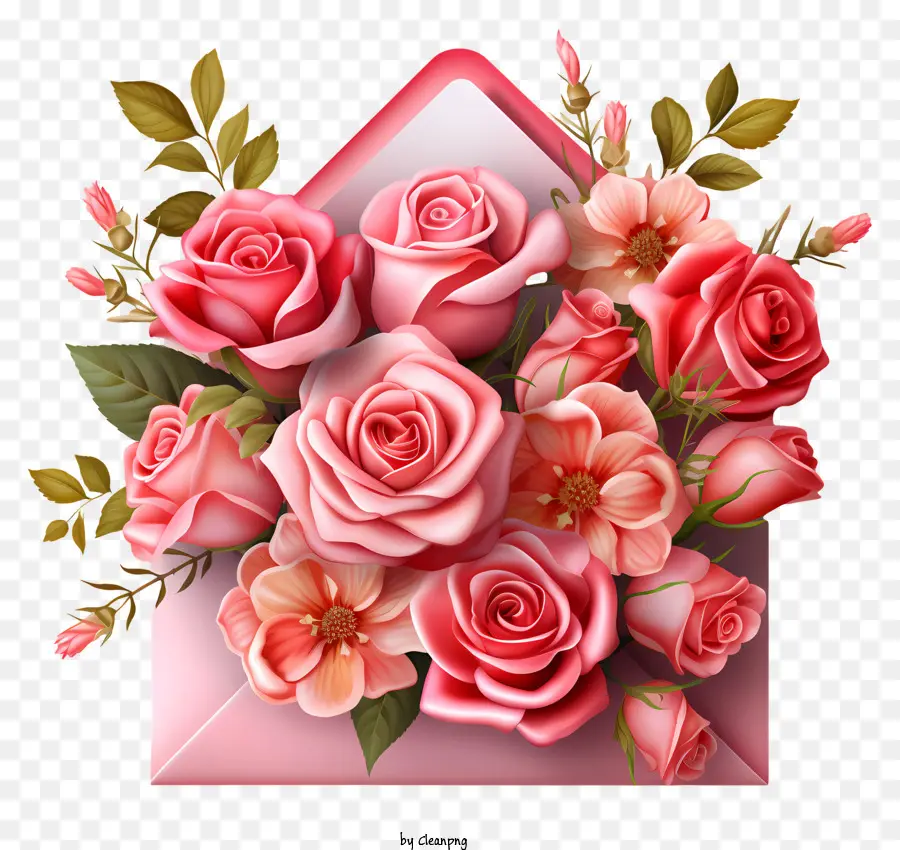 Enveloppe，Bouquet De Roses Roses PNG