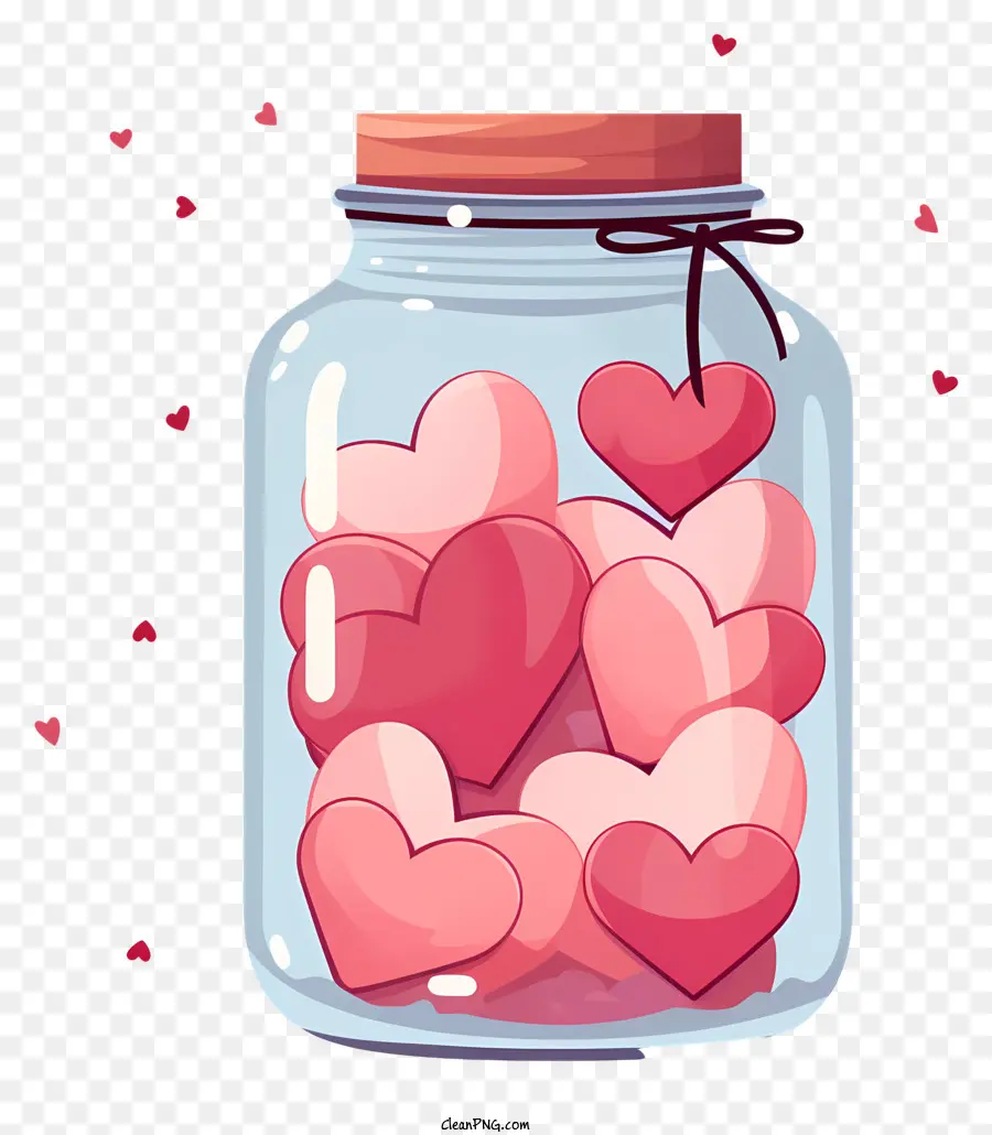 Pot Maçon Avec Coeur，Confettis En Forme De Cœur PNG