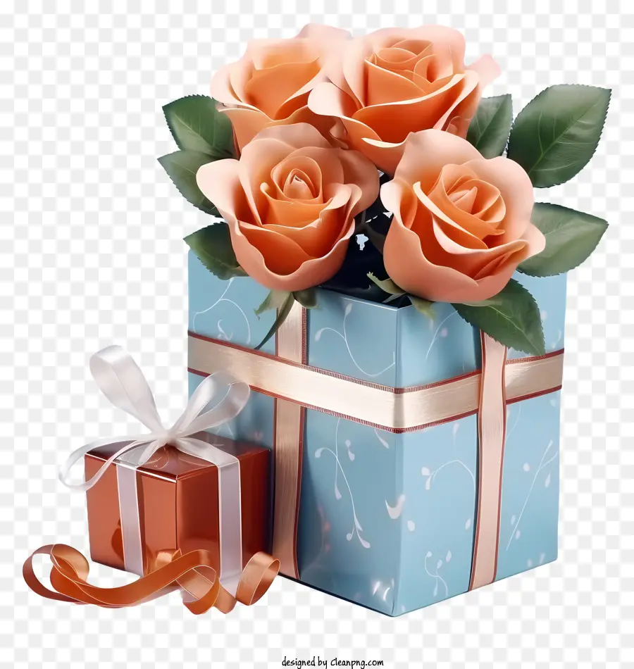 Boîte Cadeau，Roses PNG