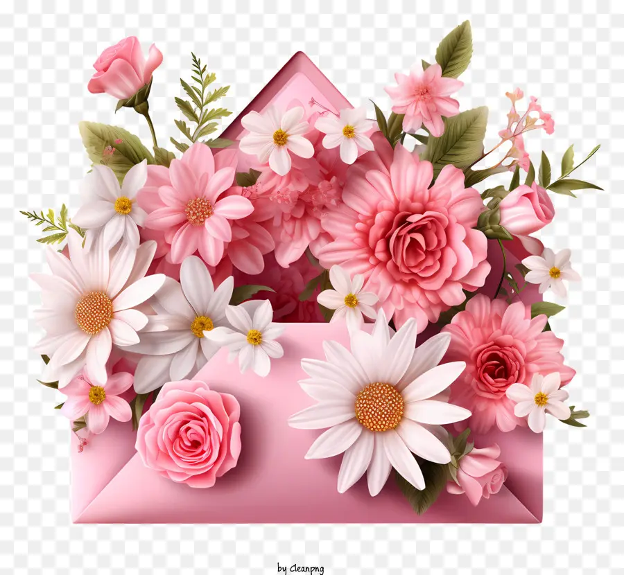 Enveloppe，Fleurs Roses PNG