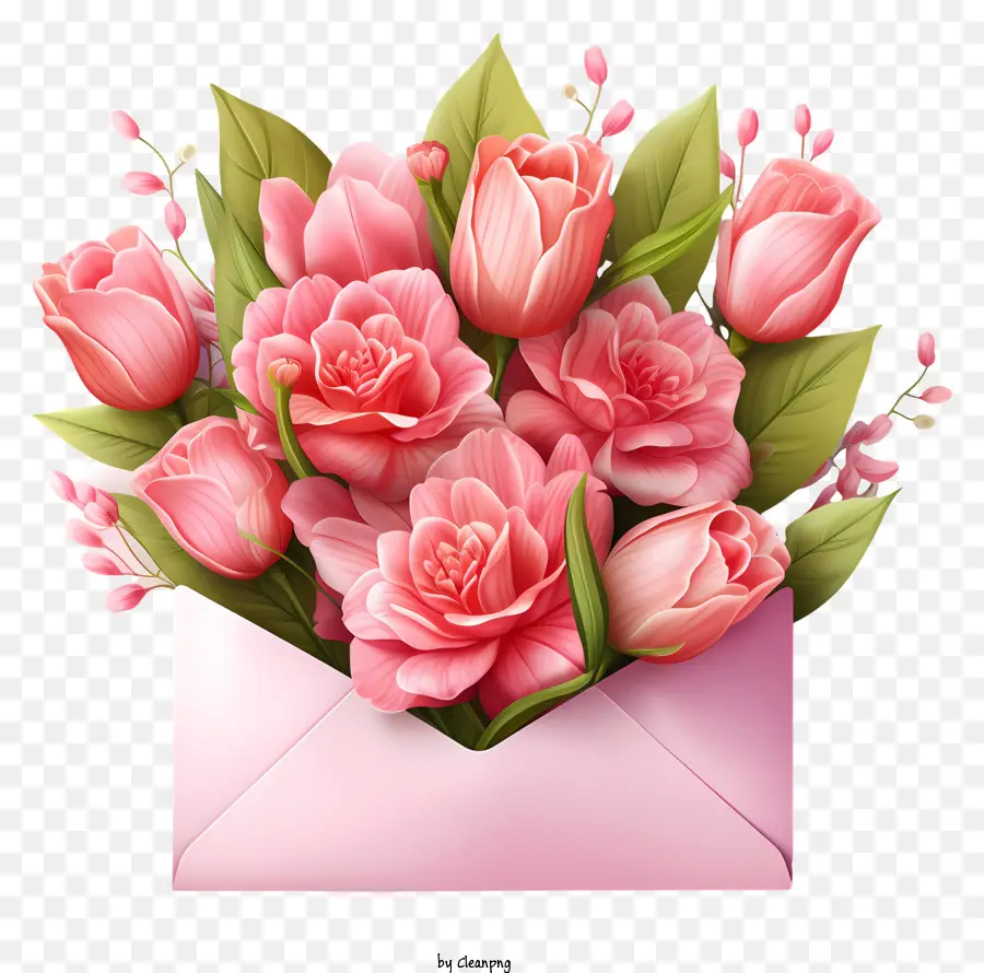 Enveloppe，Bouquet Rose PNG