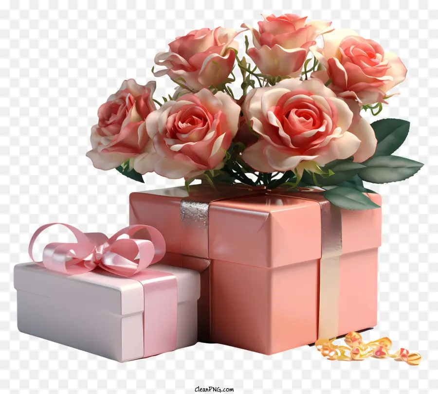 Coffret Cadeau，Bouquet De Fleurs PNG