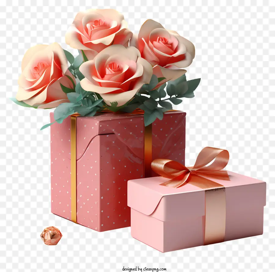 Boîte Cadeau，Les Roses Roses PNG