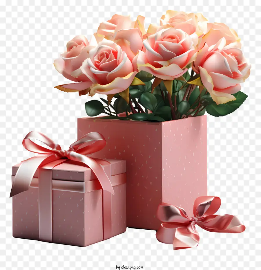Boîte Cadeau，Les Roses Roses PNG