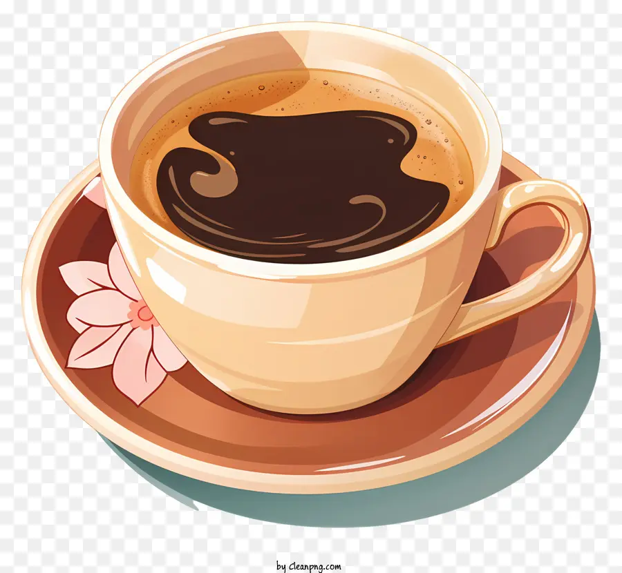 Tasse à Café，Fleur Rose PNG