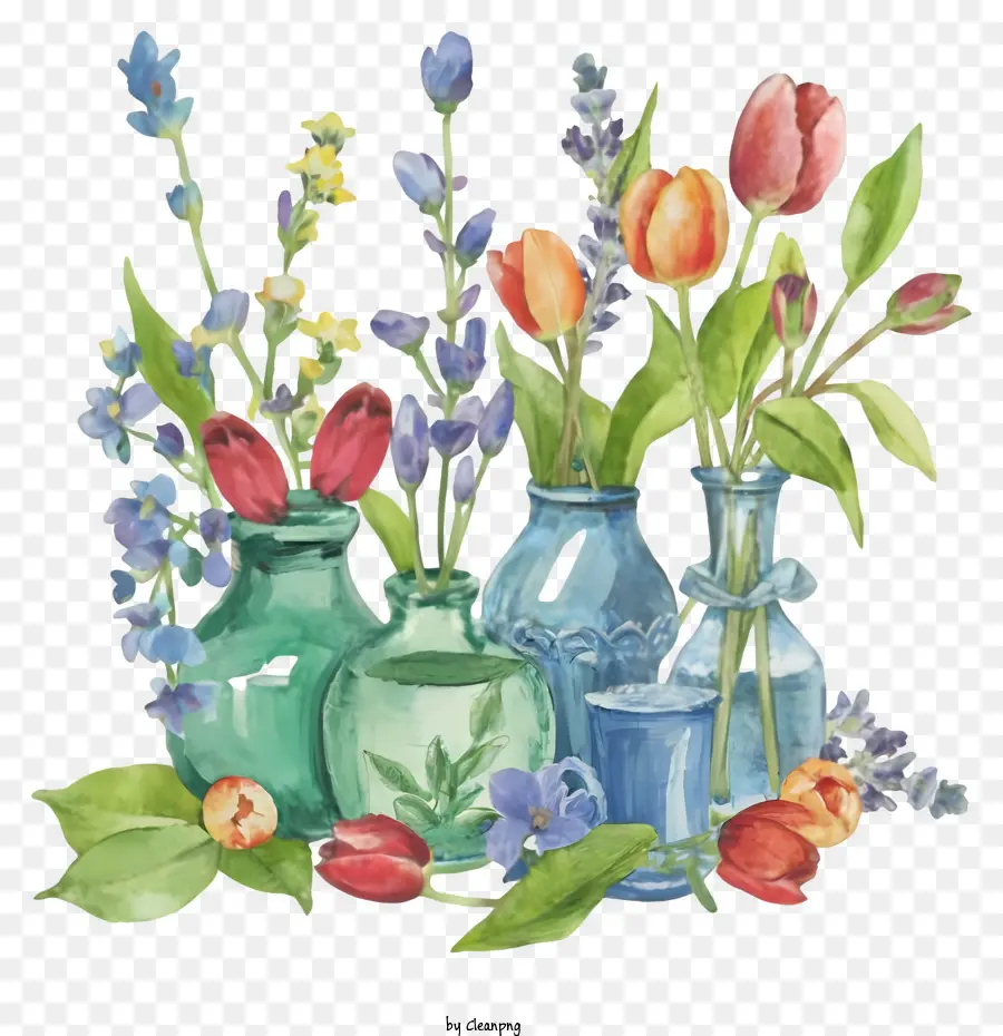 Dessin Animé，Vases à Fleurs PNG