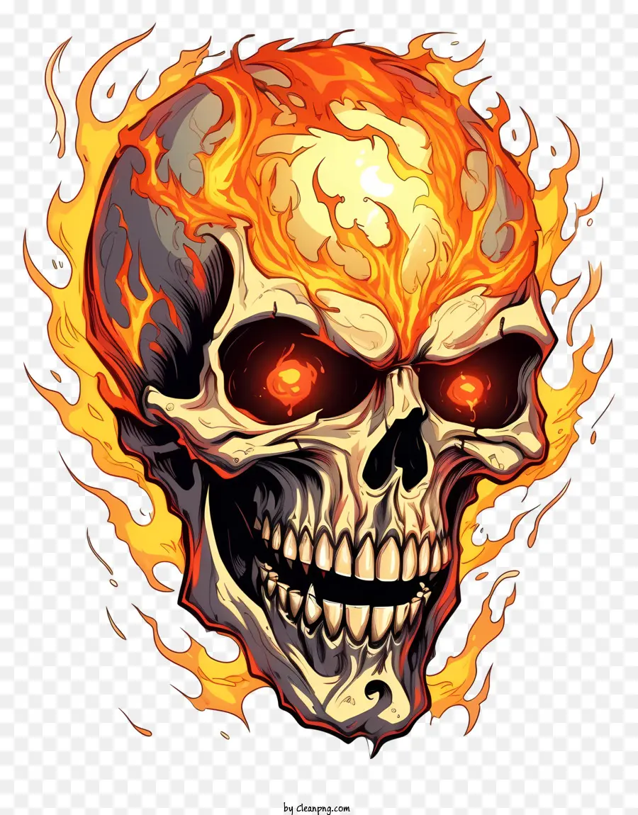 Crâne，Crâne Avec Des Flammes PNG