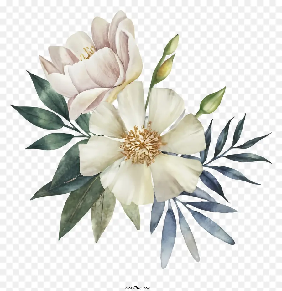 Dessin Animé，Fleur Blanche PNG