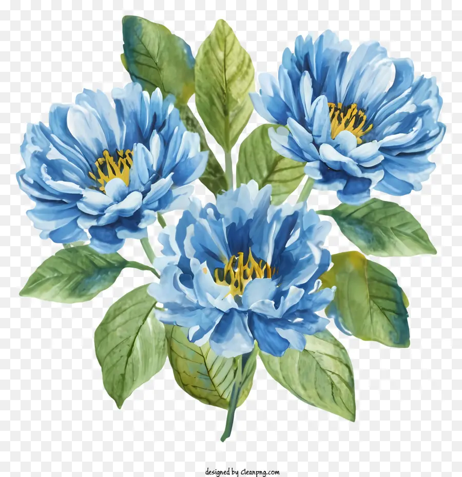 Dessin Animé，1 Fleurs Bleues PNG