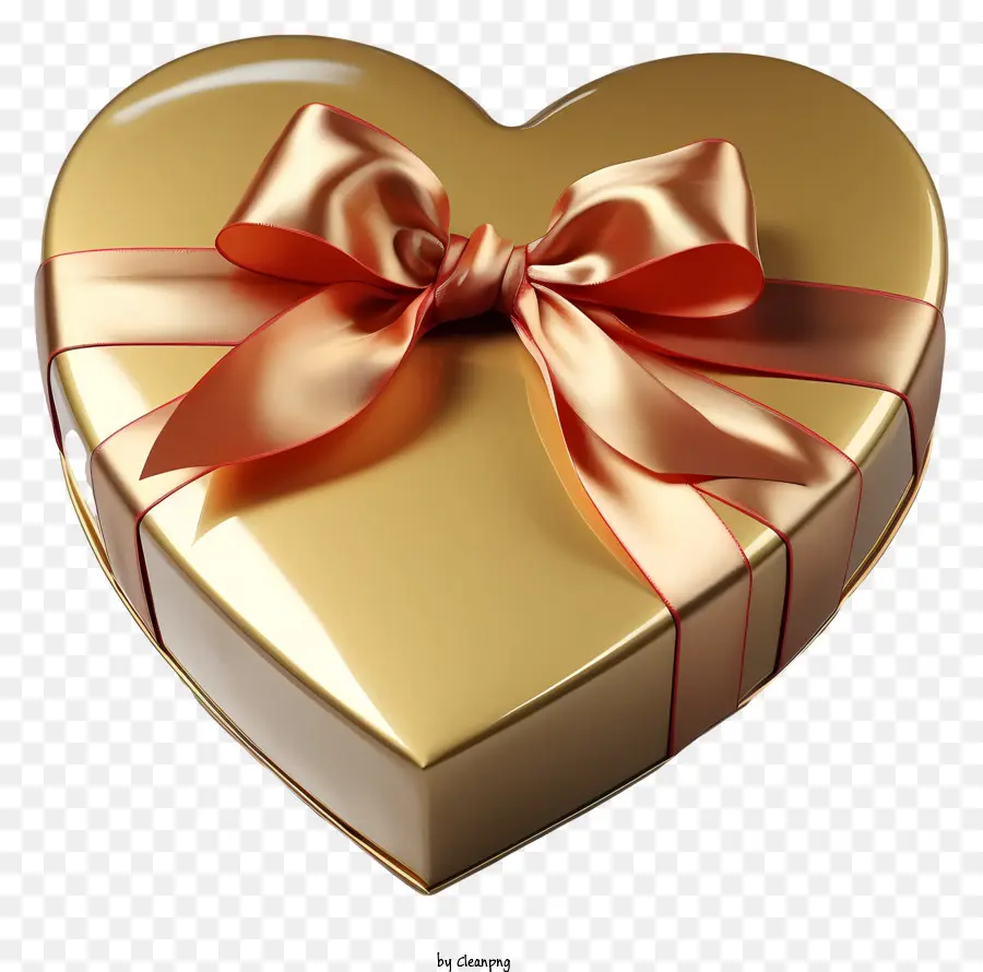 Boîte Cadeau，Boîte En Forme De Coeur Or PNG