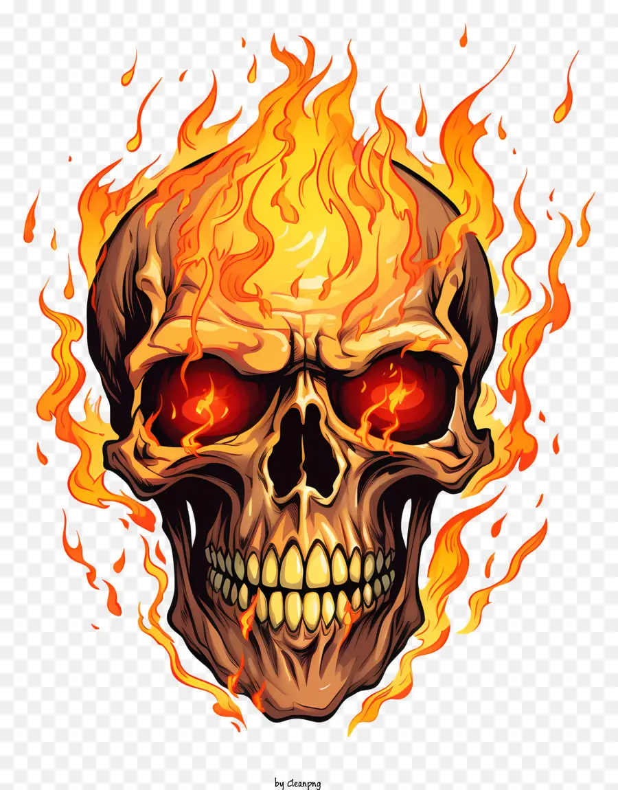 Crâne Ardent，Flammes Entourant Les Yeux PNG