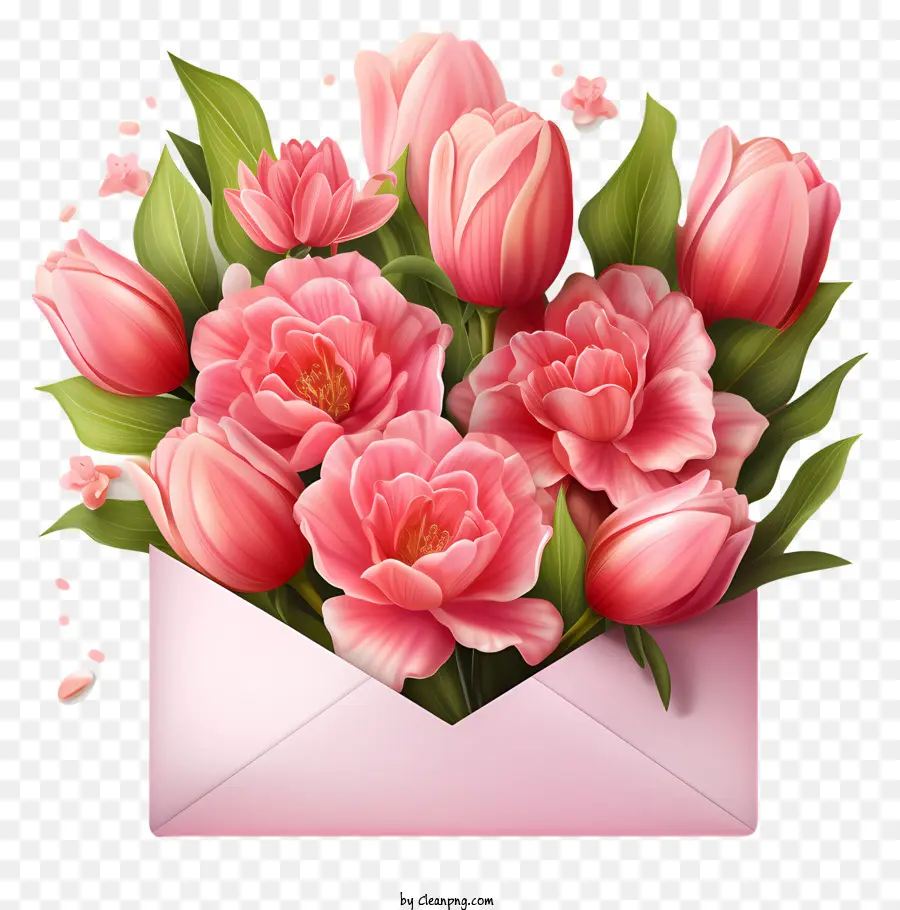 Enveloppe，Bouquet De Tulip Rose PNG