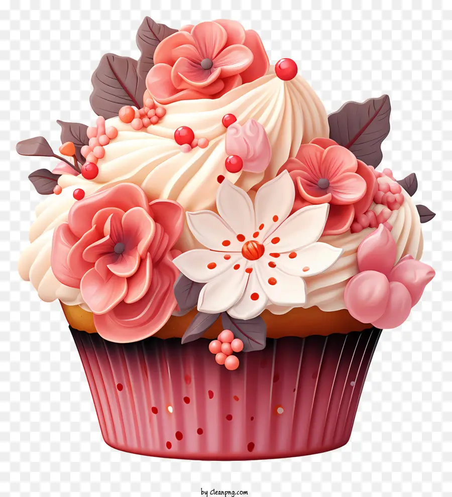 Cupcake，Fleurs PNG